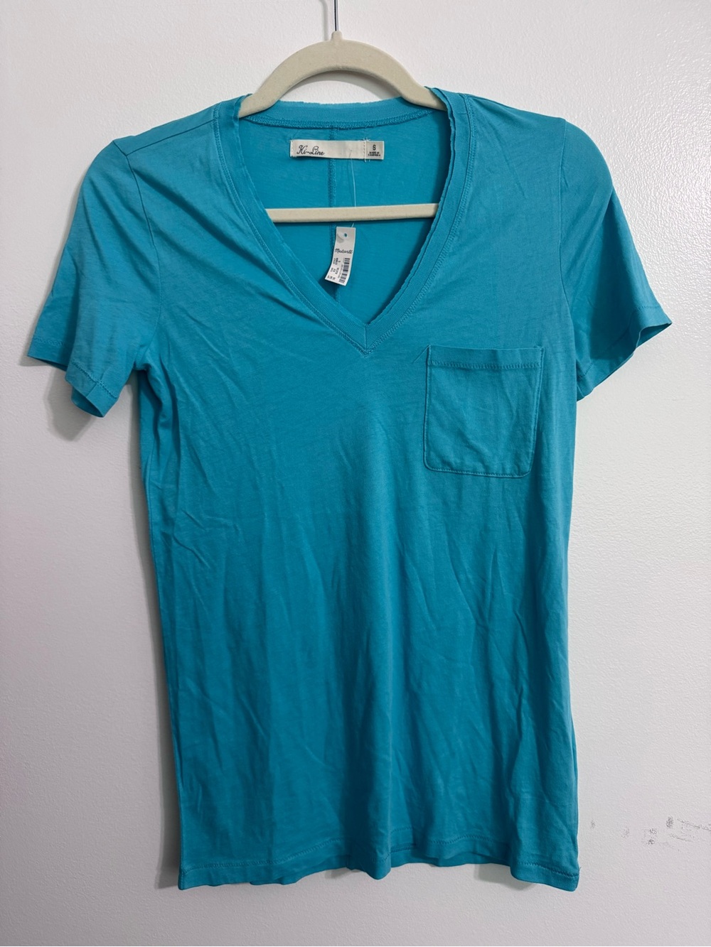 Madewell Teal V-Neck Pocket Tee